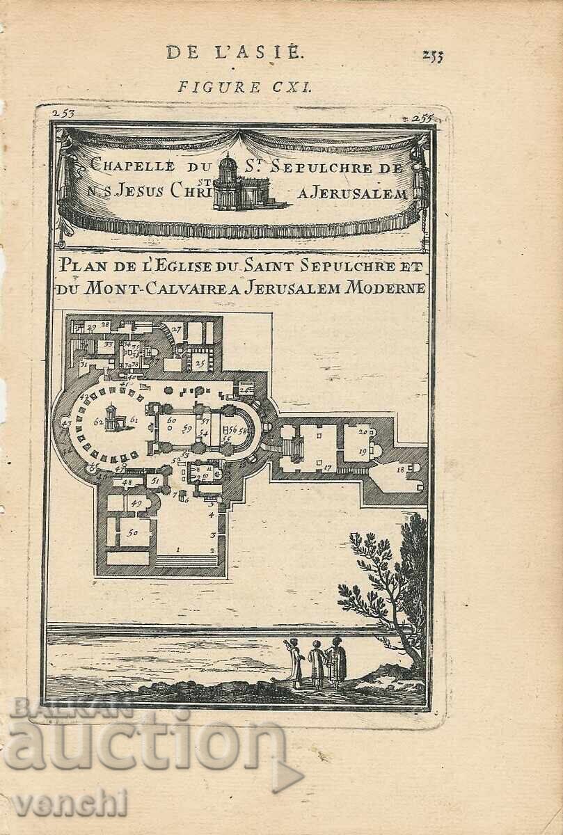 1683 - ГРАВЮРА МАЛЕТ - Йерусалим - план- оригинал 1683 - ГРАВЮРА МАЛЕТ - Йерусалим - план- оригинал