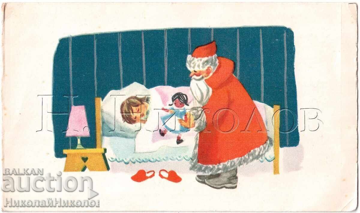1960 Old Postcard New Year Santa Claus E140