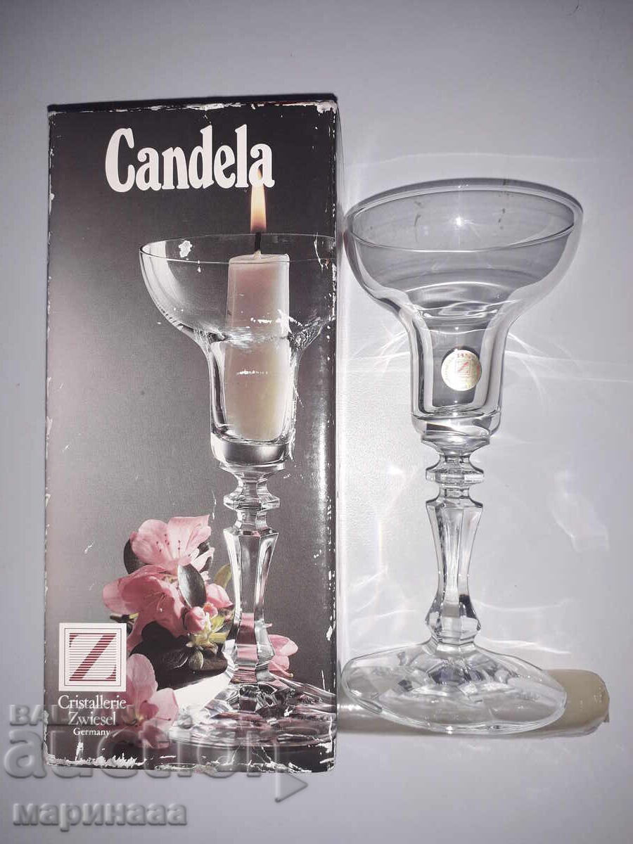 NEW CANDLEHOLDER. CRYSTAL. GERMANY