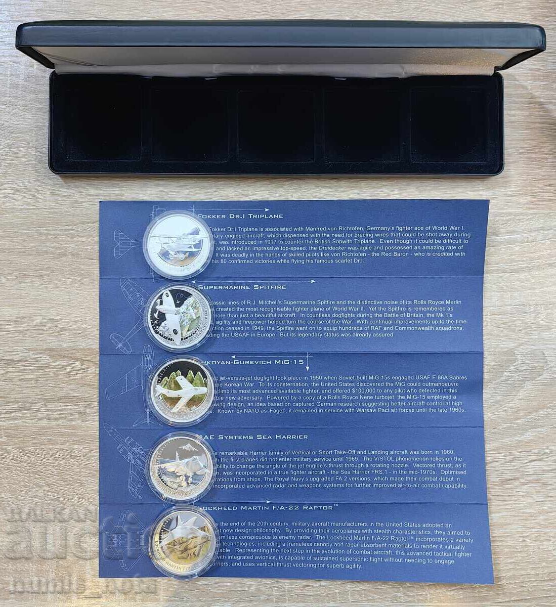 Livrarea 5 bucăți x 1 oz. Tuvalu 2005 g. Avioane de vânătoare