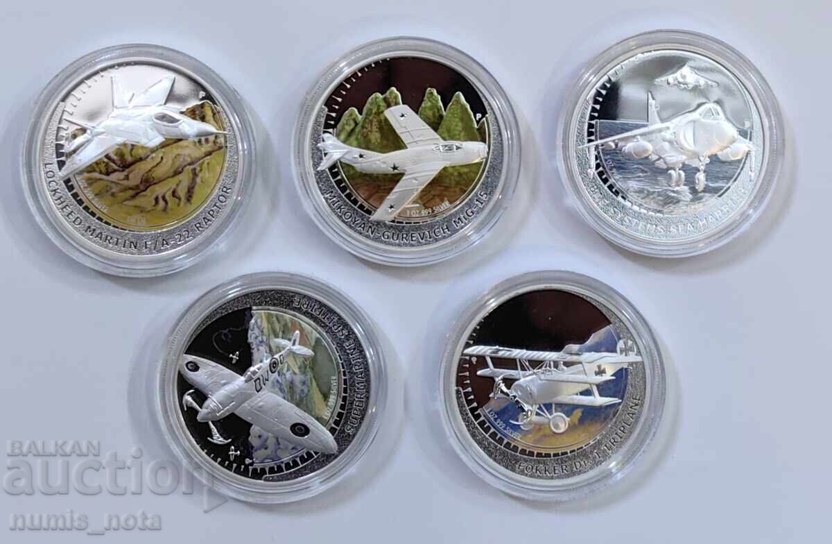 5 bucăți x 1 oz. Tuvalu 2005 g. Avioane de vânătoare - 6