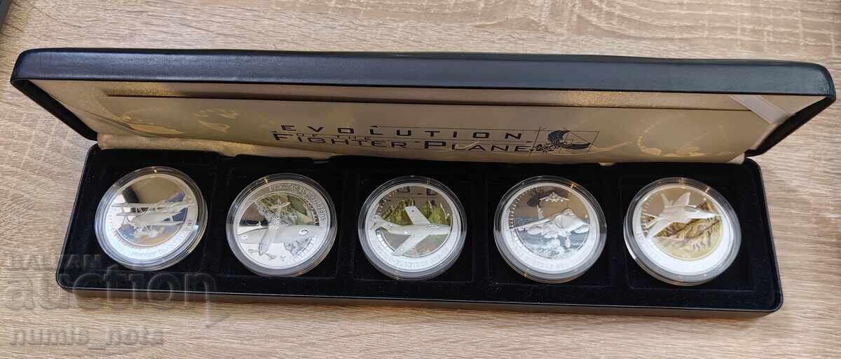 5 bucăți x 1 oz. Tuvalu 2005 g. Avioane de vânătoare