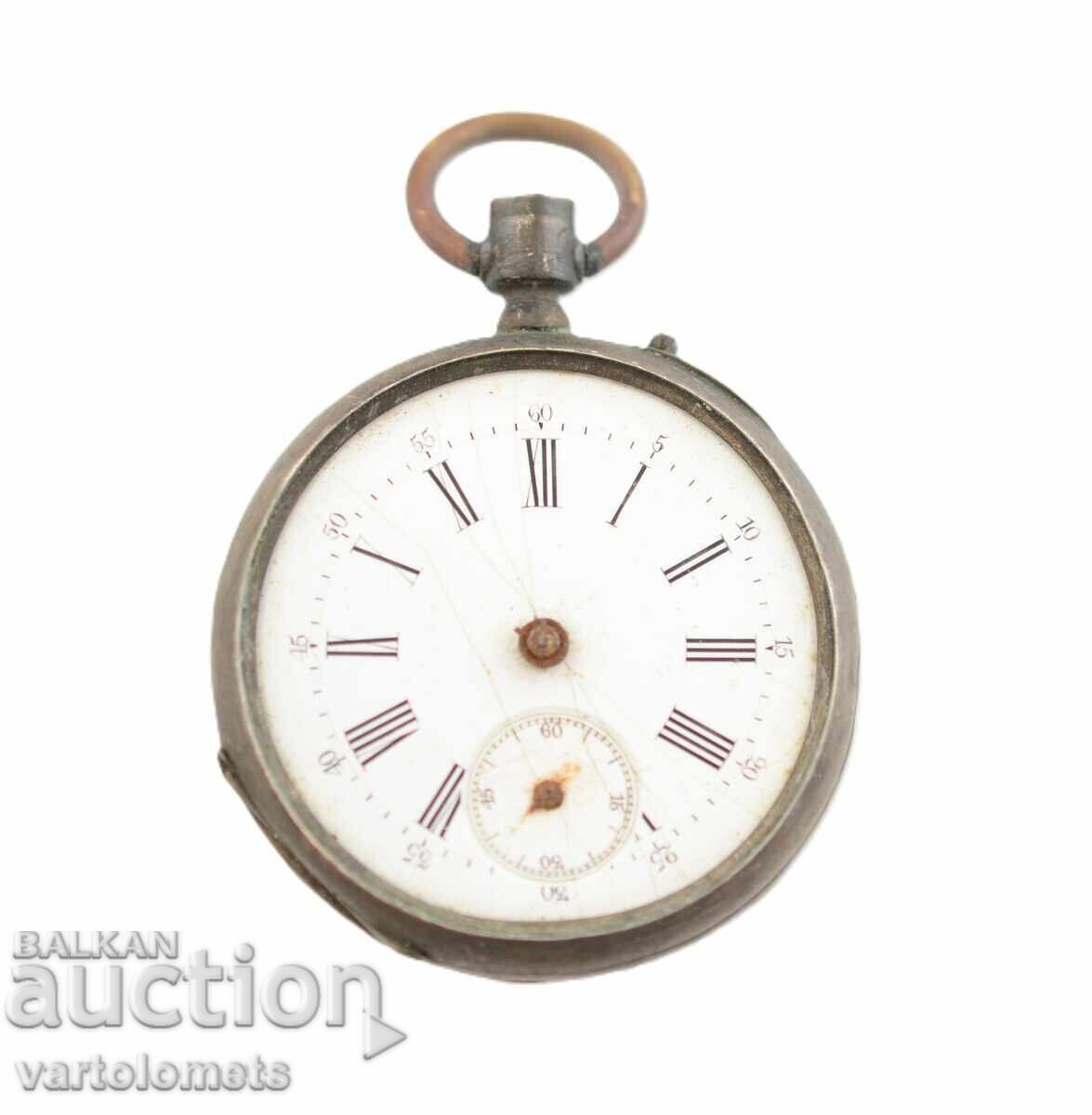 Старинен сребърен джобен часовник   -   не работи