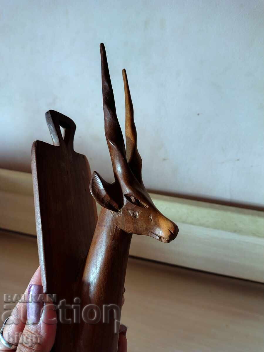 Εξαιρετικό Παλιό Ξυλόγλυπτο Πίνακας Γαζέλα, Αντιλόπη με τιμή 35.98 BGN | € 18.40