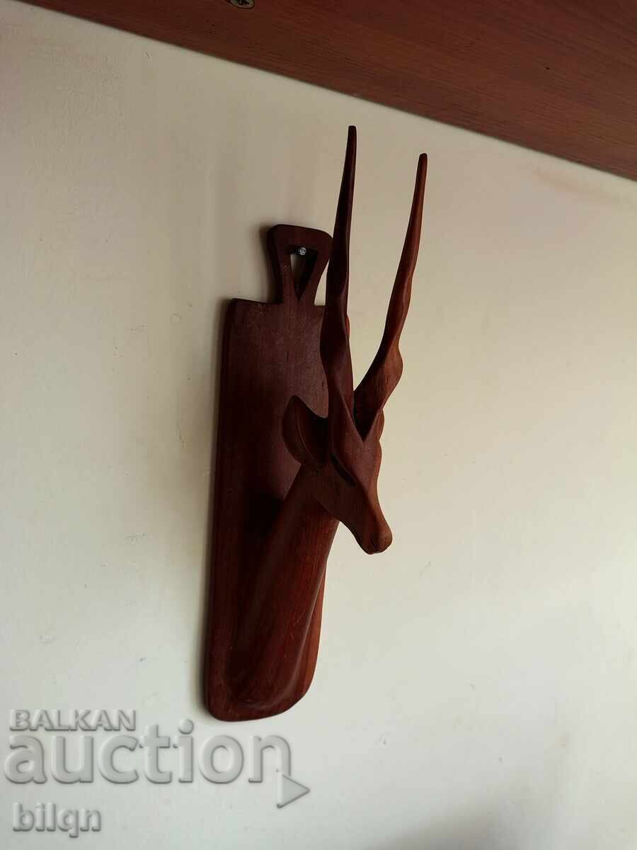 Εξαιρετικό Παλιό Ξυλόγλυπτο Πίνακας Γαζέλα, Αντιλόπη - 6