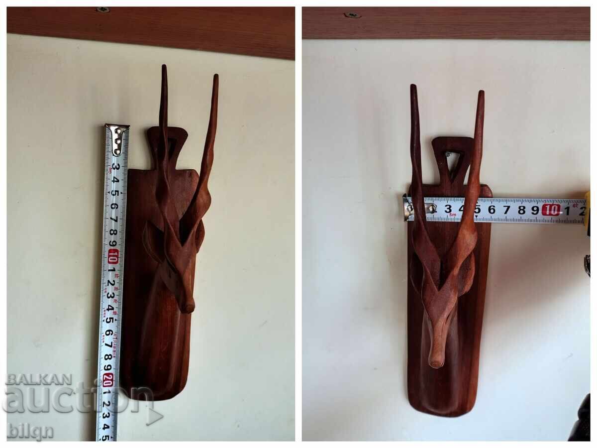 Εξαιρετικό Παλιό Ξυλόγλυπτο Πίνακας Γαζέλα, Αντιλόπη - 7