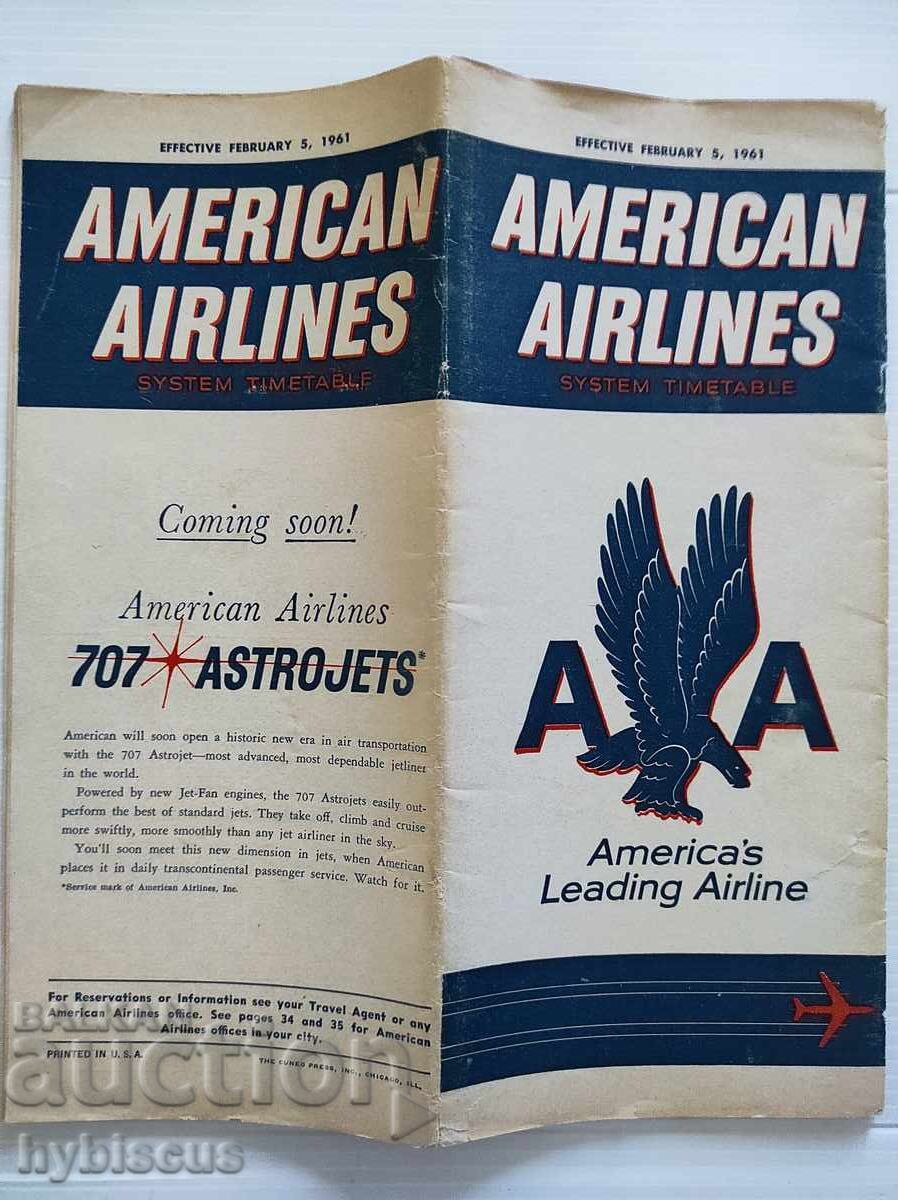 American Airlines Timetable from 1961