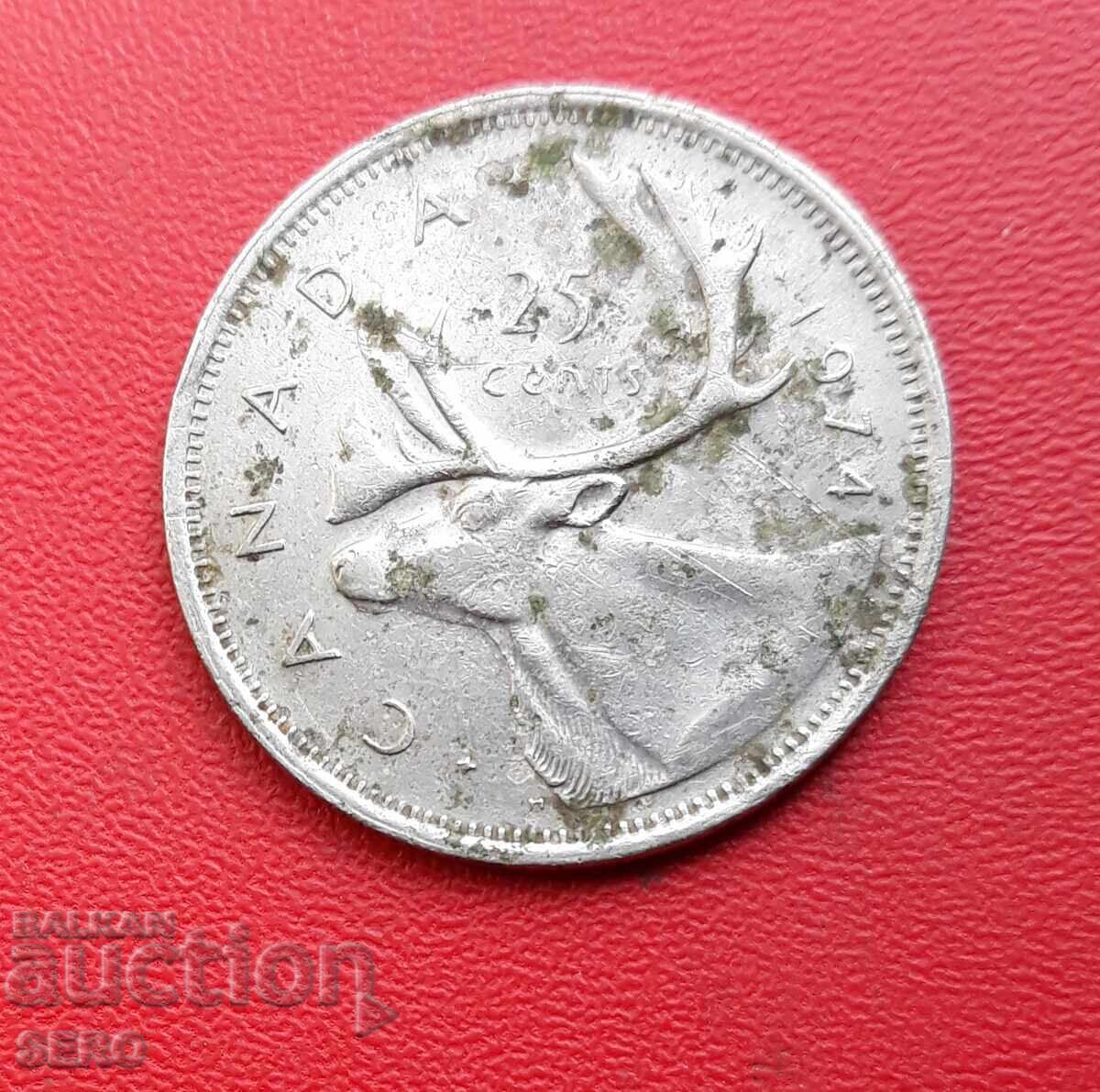 Canada-25 cents 1974