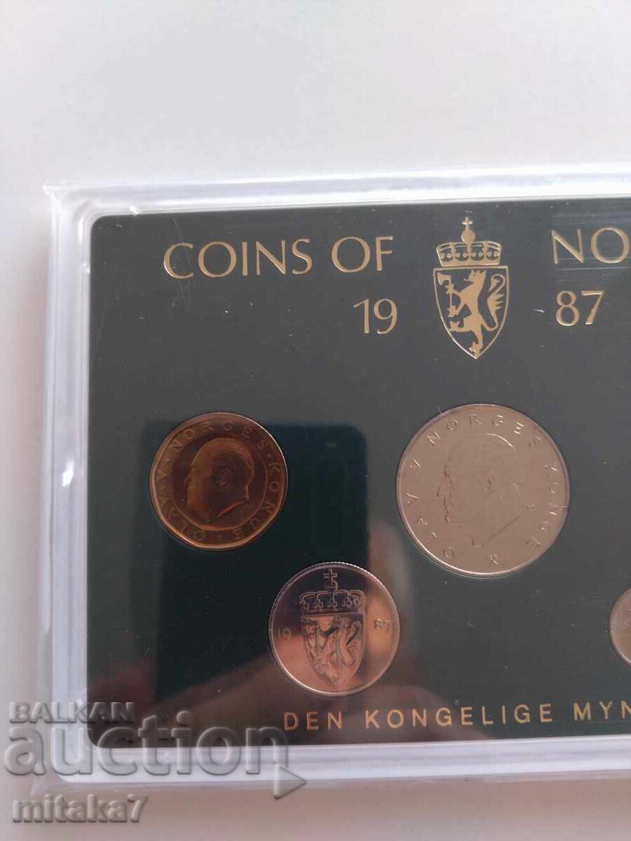 Сет монети, Норвегия, 1987г. с цена 14.00 лв. | € 7.16 Сет монети, Норвегия, 1987г. с цена 14.00 лв. | € 7.16