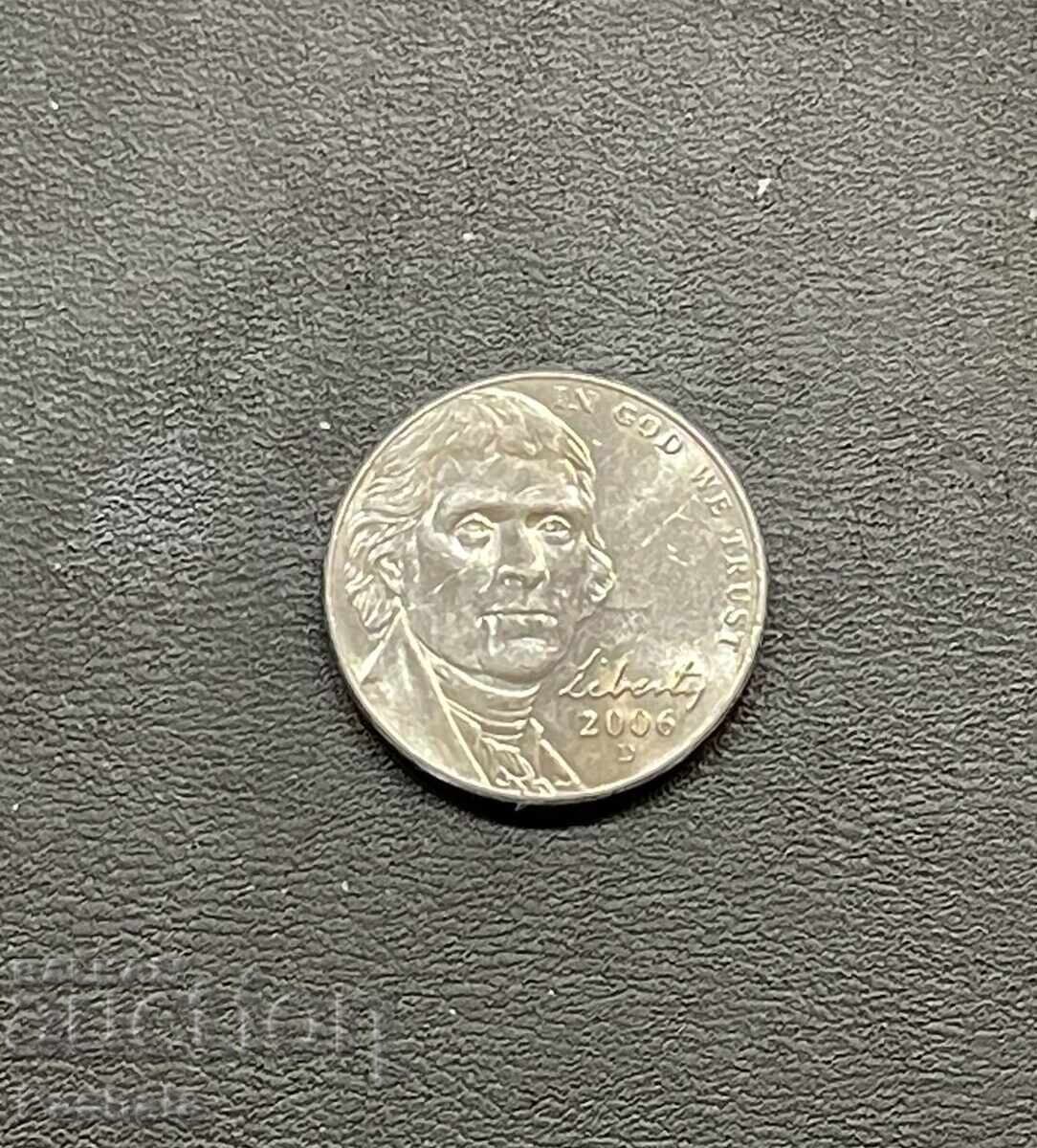 САЩ 5 цент 2006 г. с цена 5.00 лв. | € 2.56 САЩ 5 цент 2006 г. с цена 5.00 лв. | € 2.56