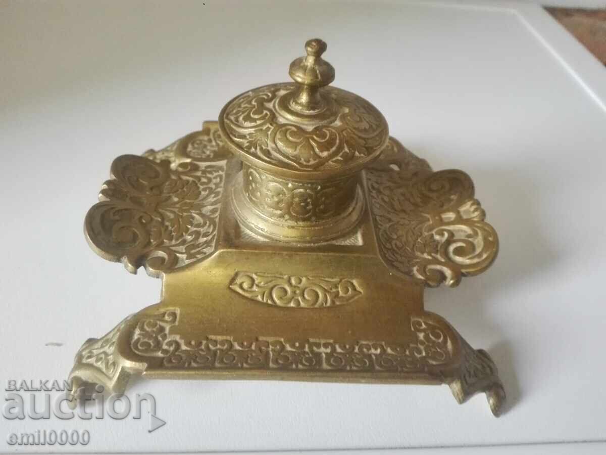Old bronze inkwell