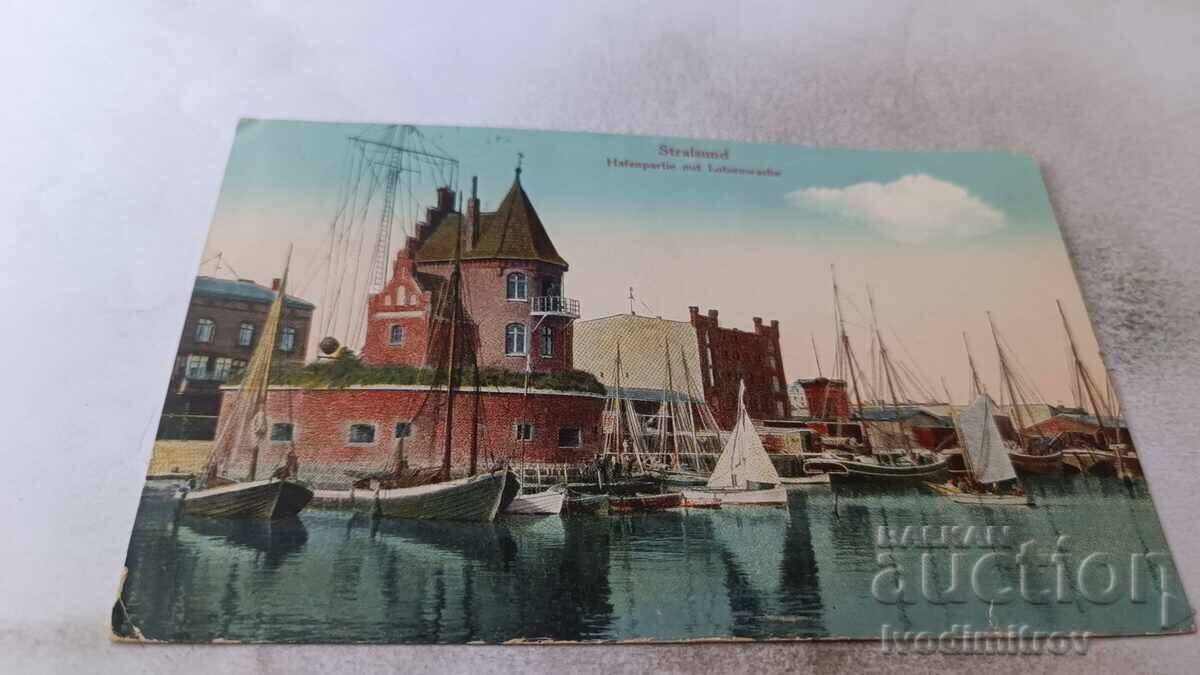Postcard Stralsund Harbor Scene with Pilot Station 1925 Postcard Stralsund Harbor Scene with Pilot Station 1925