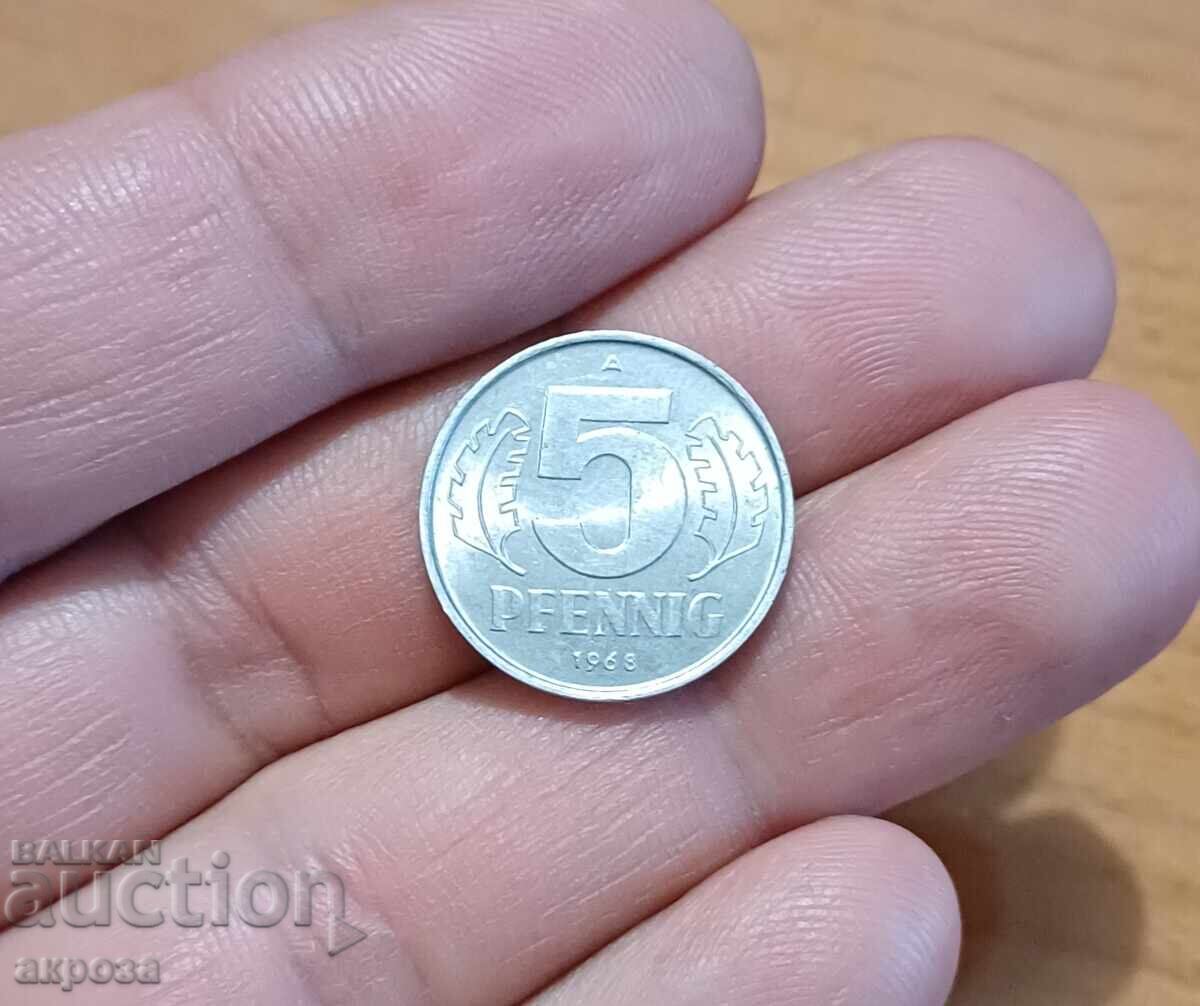 5 πφένιγκ GDR 1968 - δεν κυκλοφόρησαν 5 πφένιγκ GDR 1968 - δεν κυκλοφόρησαν