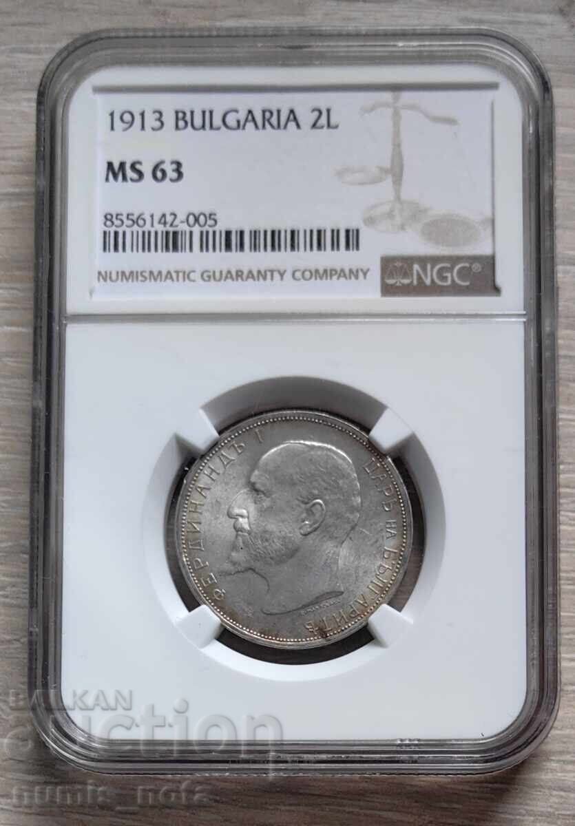2 Leva 1913 MS 63 NGC