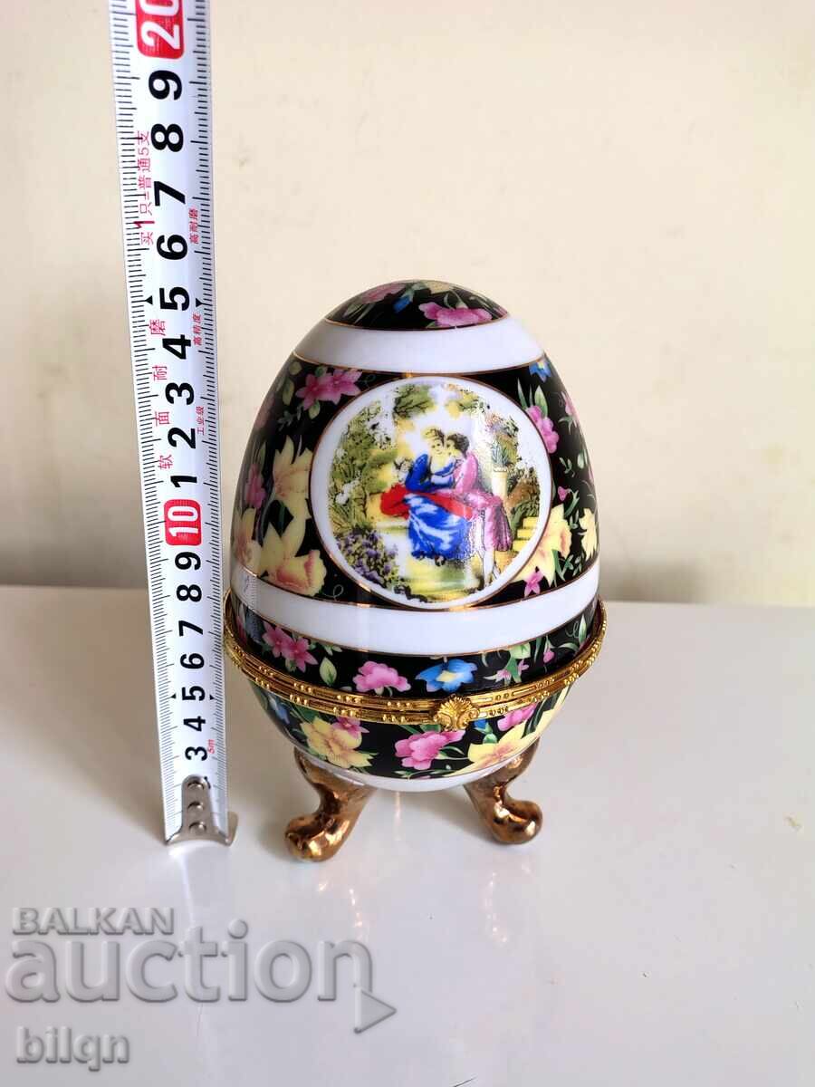 Όμορφο Πορσελάνινο Αυγό-Κουτί για Κοσμήματα-Λιμόζ - 6