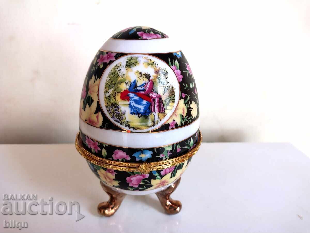 Όμορφο Πορσελάνινο Αυγό-Κουτί για Κοσμήματα-Λιμόζ