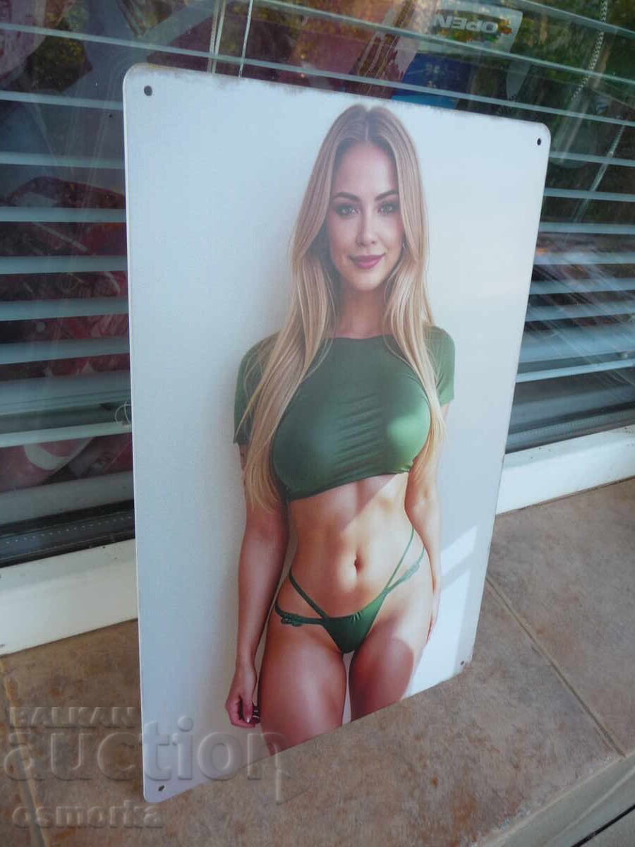 Μεταλλική πινακίδα ερωτική ξανθιά στα πράσινα σέξι όμορφη εσώρουχα με τιμή 18.00 BGN | € 9.20