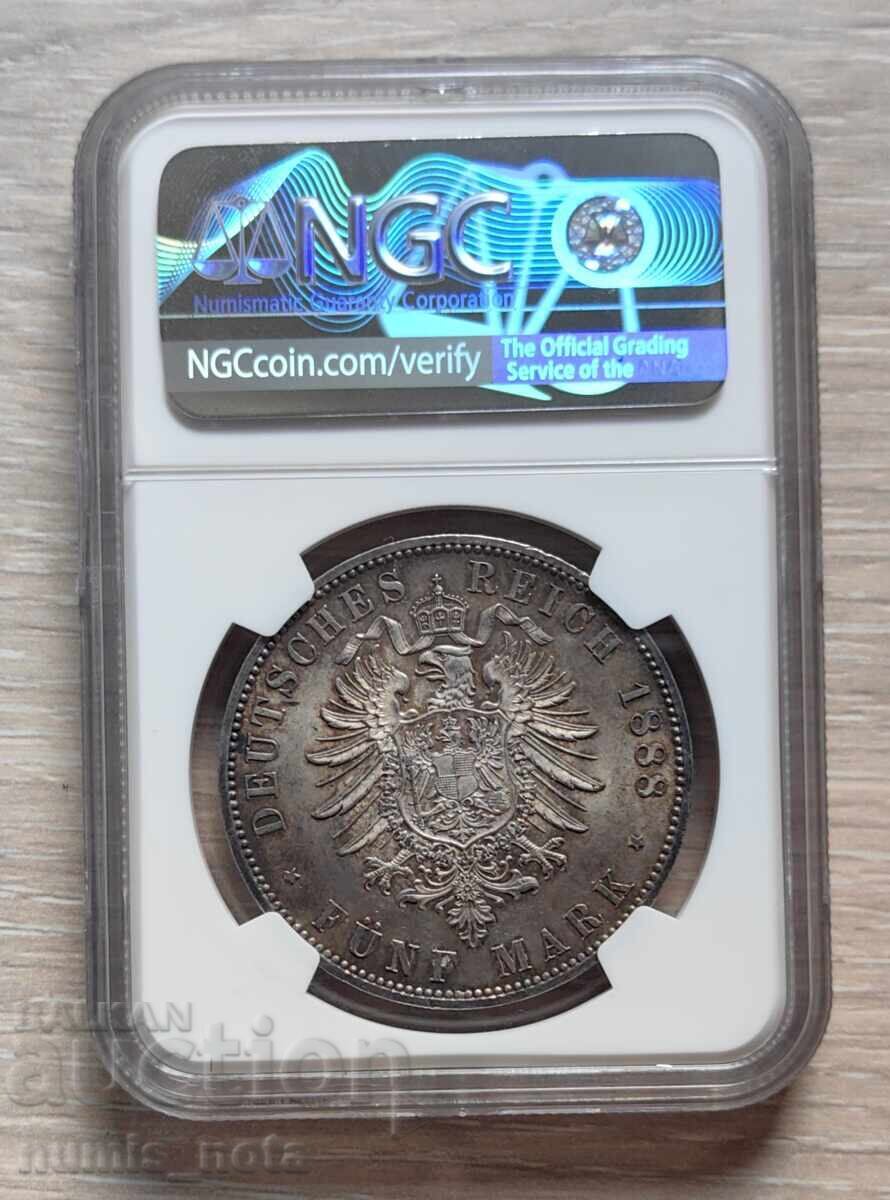 5 марки 1888 година Германия NGC MS 61 - 5