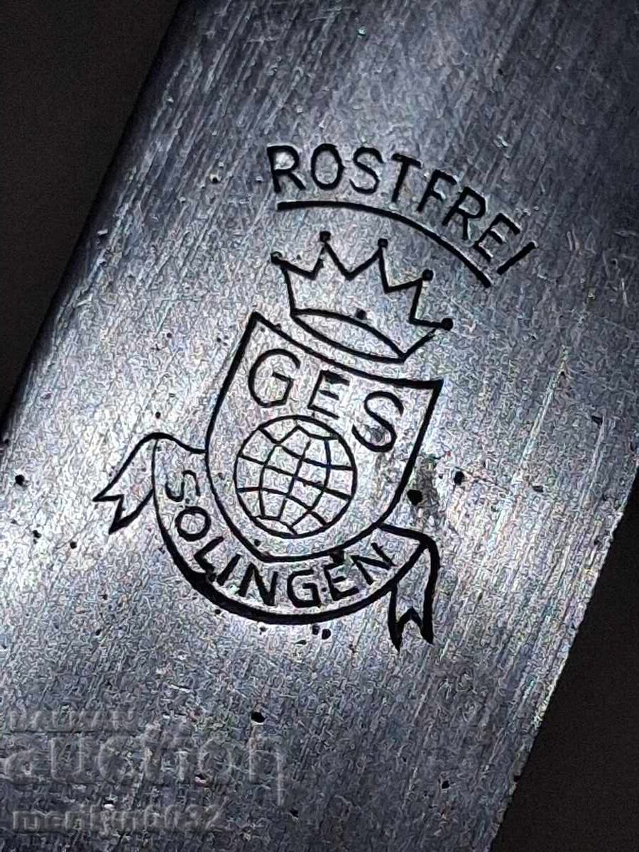 Cuțit de vânătoare german cu teacă, mâner din corn de cerb