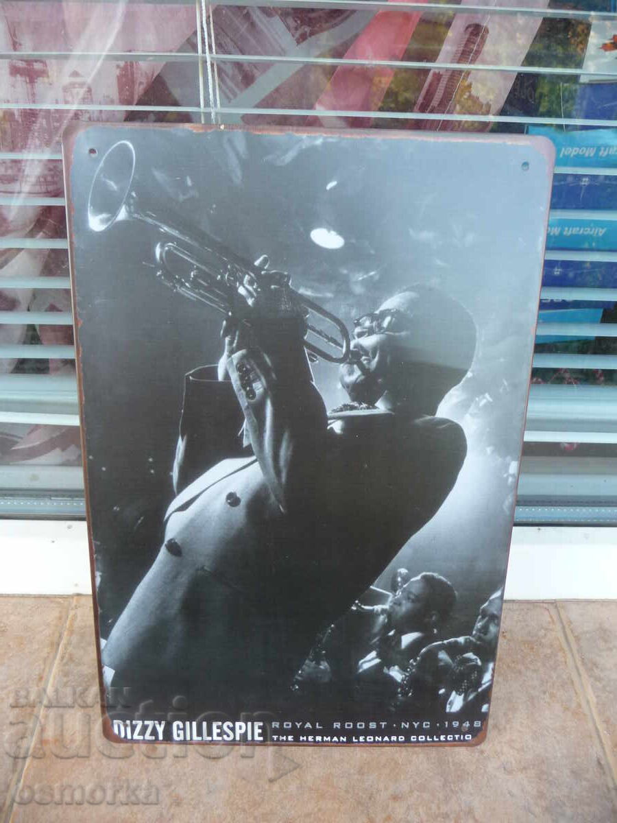 Метална табела музика Dizzy Gillespie джаз музикант тромпет