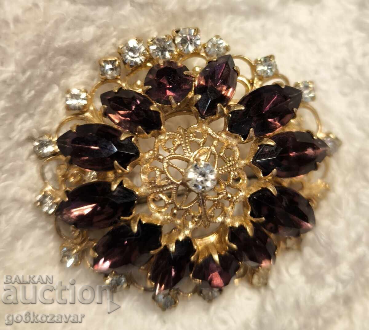 Veche broșă foarte frumoasă! Pietre prețioase, aurire!