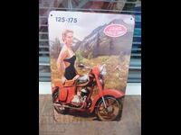 Placă metalică motor JAWA 125-175 cmc reclamă fată plan