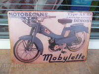 Plăcuță metalică motor Mobylette Motobecane ciclomotor cu pedale