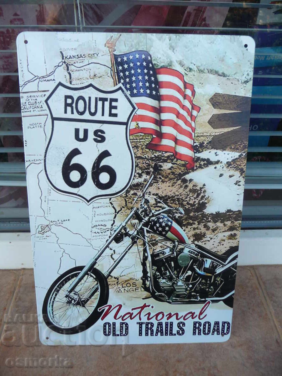 Μεταλλική πινακίδα μηχανής Route 66 αυτοκινητόδρομος Αμερική οδήγηση