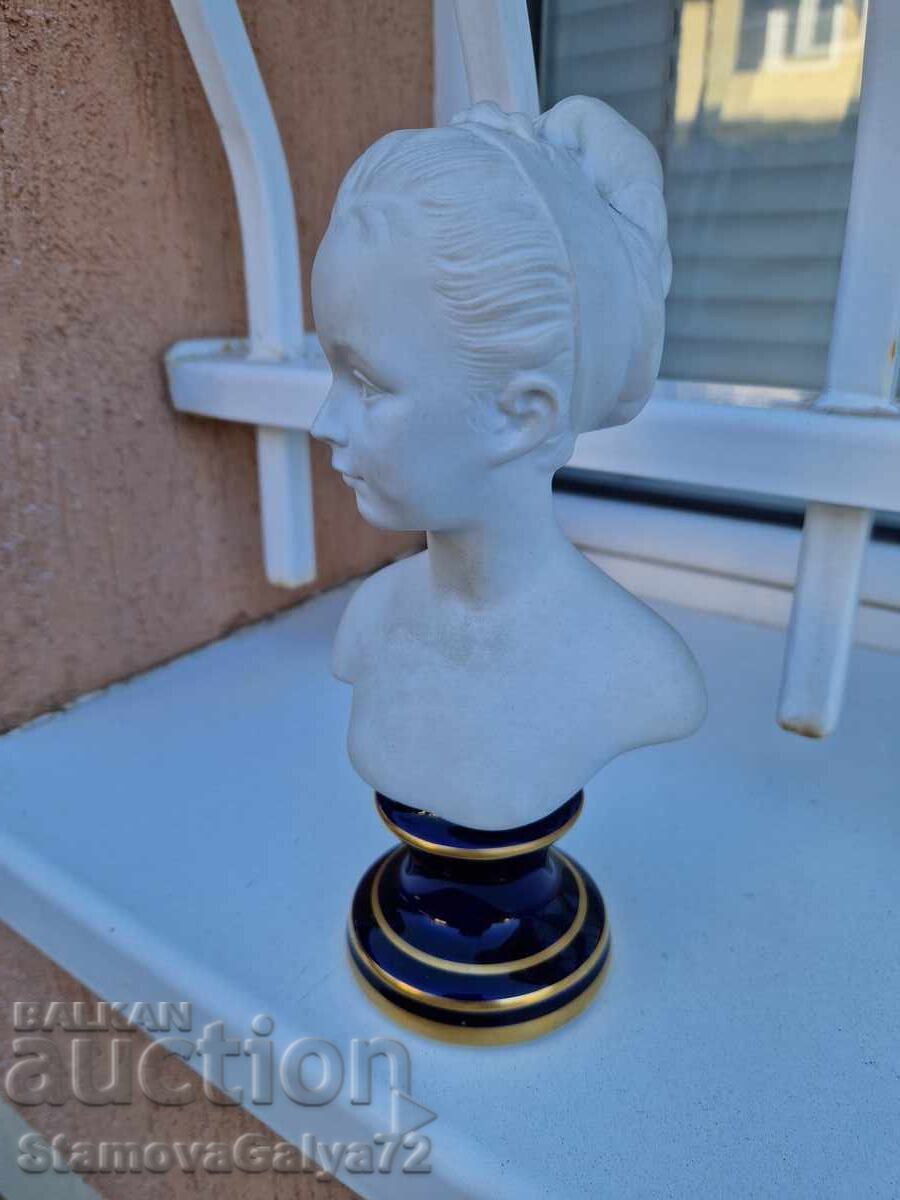 Frumoasă figurină antică din porțelan francez bust Limoges - 5