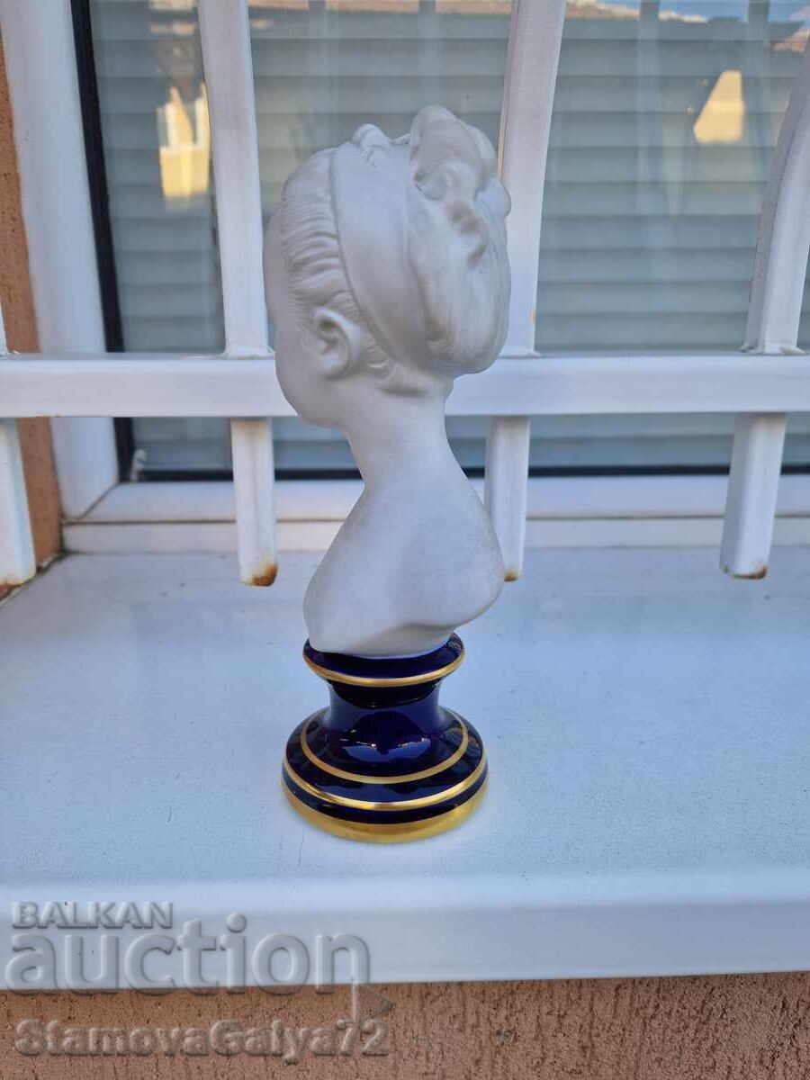 Frumoasă figurină antică din porțelan francez bust Limoges - 6