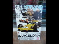 Placă metalică mașină Barcelona 1970 raliu formula 1 cursă