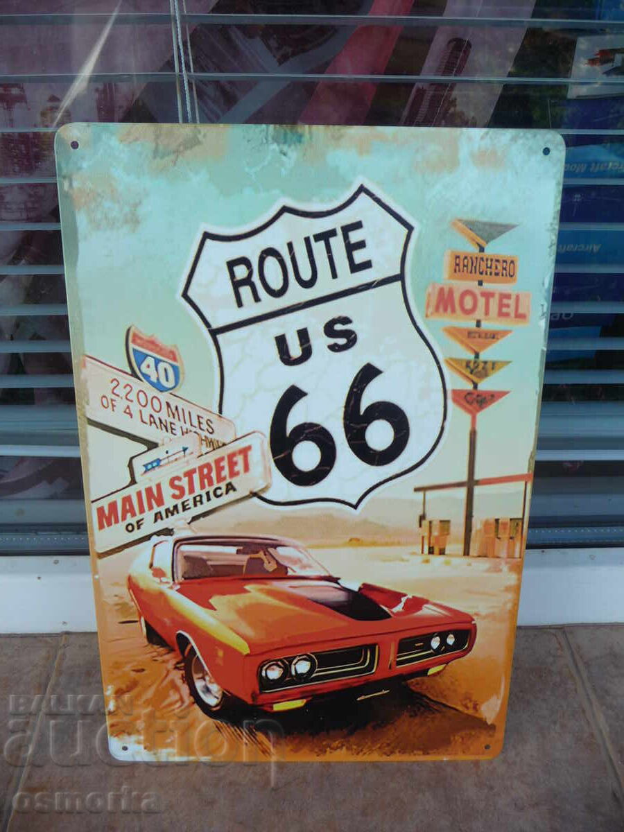 Метална табела кола Route 66 US Щатите магистралата крайпътн