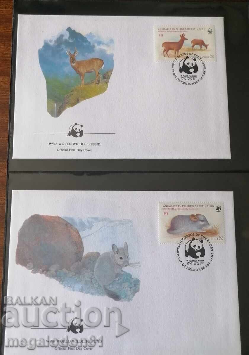 Chile - First Day Covers WWF, Protected Fauna with price 16.00 BGN | € 8.18 Chile - First Day Covers WWF, Protected Fauna with price 16.00 BGN | € 8.18
