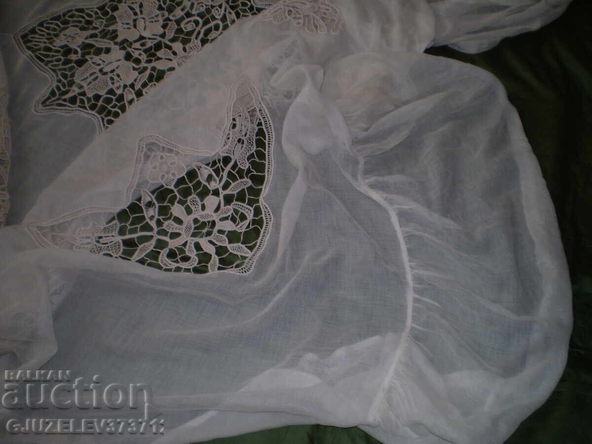 Pătură antică mare de pat cu volane din dantelă - 6