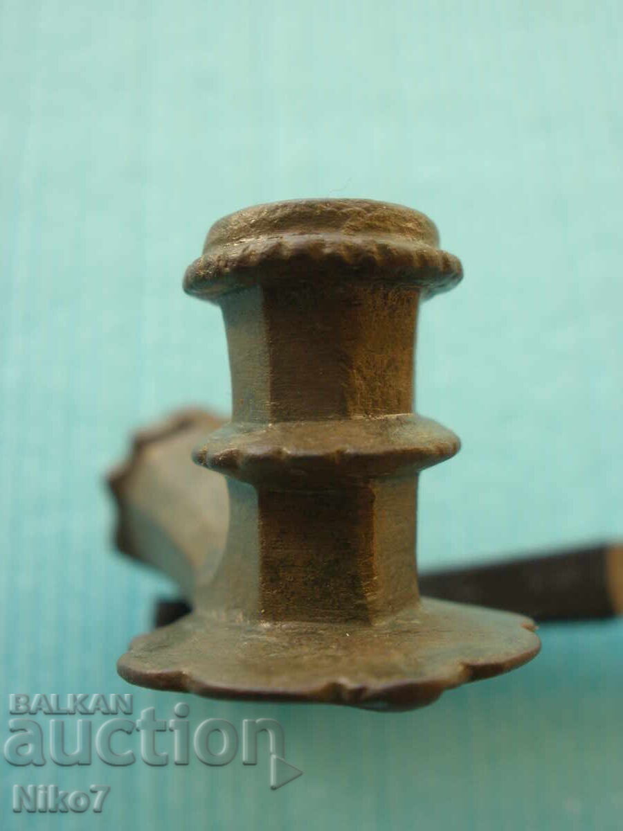 Pipă veche, otomană, de bronz - 6