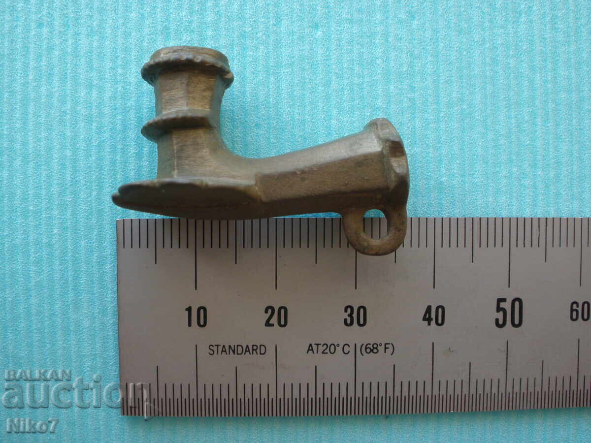 Pipă veche, otomană, de bronz - 7