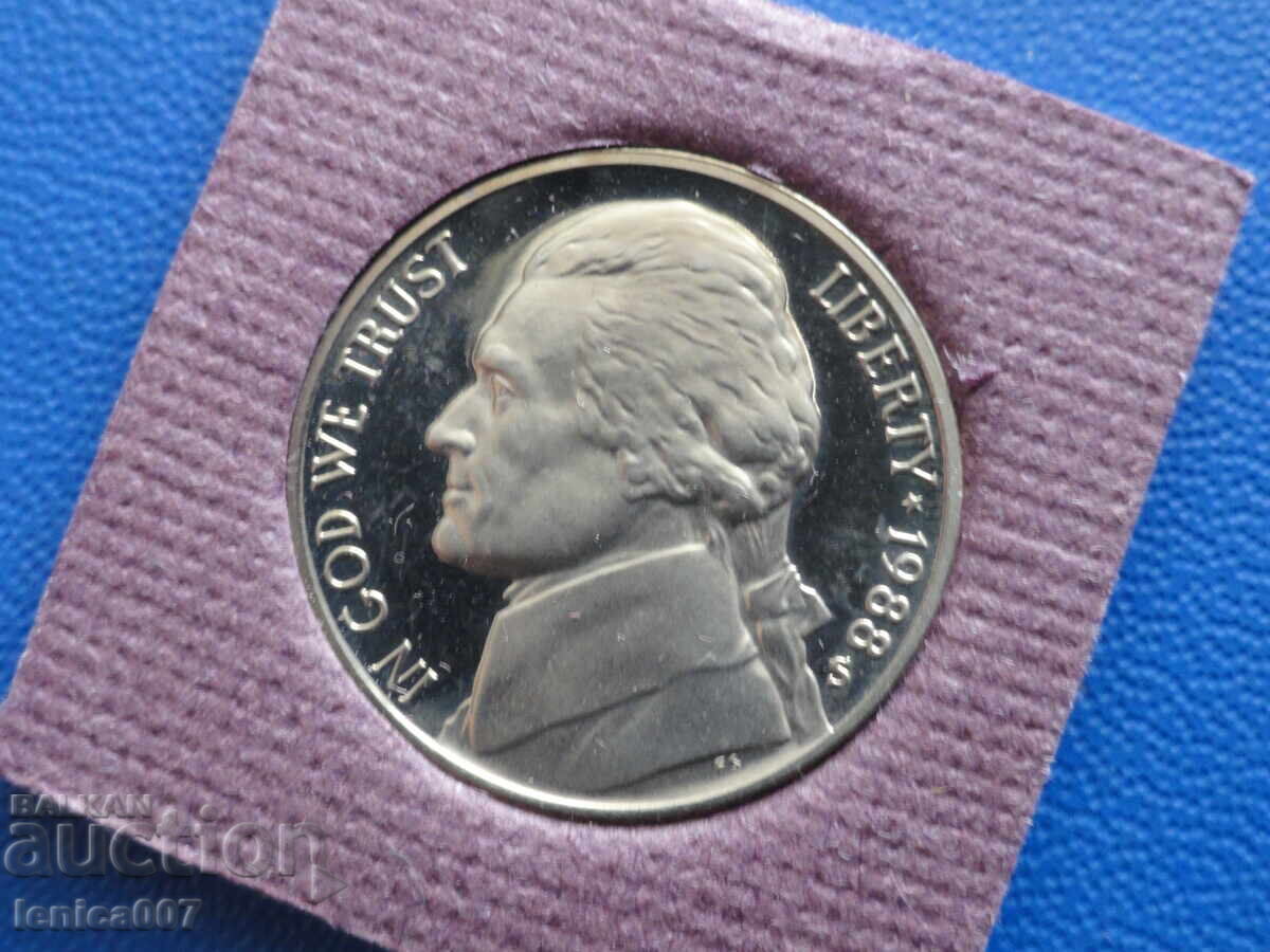 Δημοπρασία ΗΠΑ 1988 - 5 σεντ (S) Proof