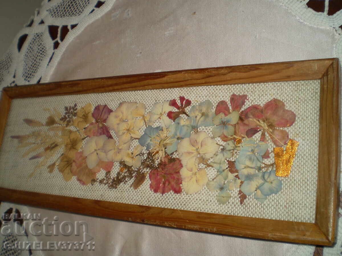 Licitație Tablou herbar cu FLORI PRESE USCATE, lucrat manual