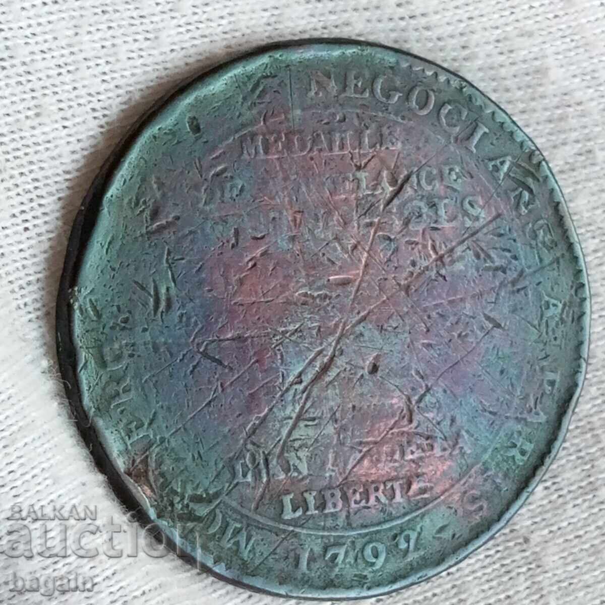 Medalie revoluționară rară din 1792 cu preț 25.00 BGN | € 12.78 Medalie revoluționară rară din 1792 cu preț 25.00 BGN | € 12.78