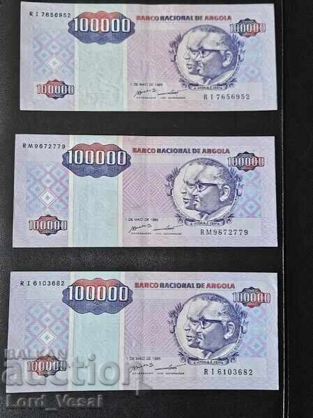 Angola 100,000 Kwanzas 1995 XF-aUNC Angola 100,000 Kwanzas 1995 XF-aUNC