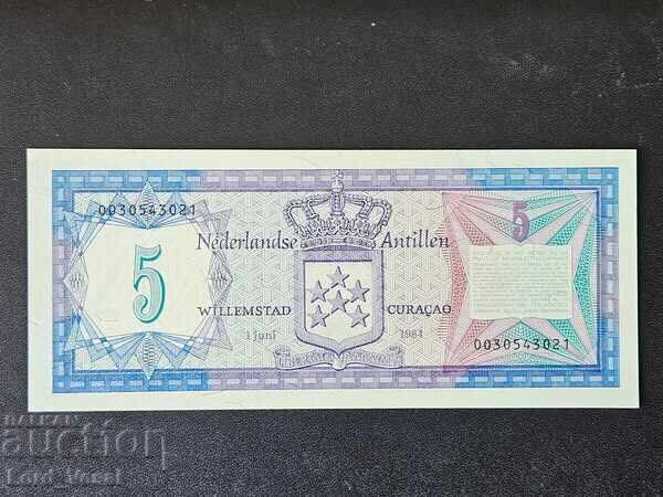 Netherlands Antilles 5 Guilders 1984 - Series #0030-0041 UNC with price 15.00 BGN | € 7.67 Netherlands Antilles 5 Guilders 1984 - Series #0030-0041 UNC with price 15.00 BGN | € 7.67