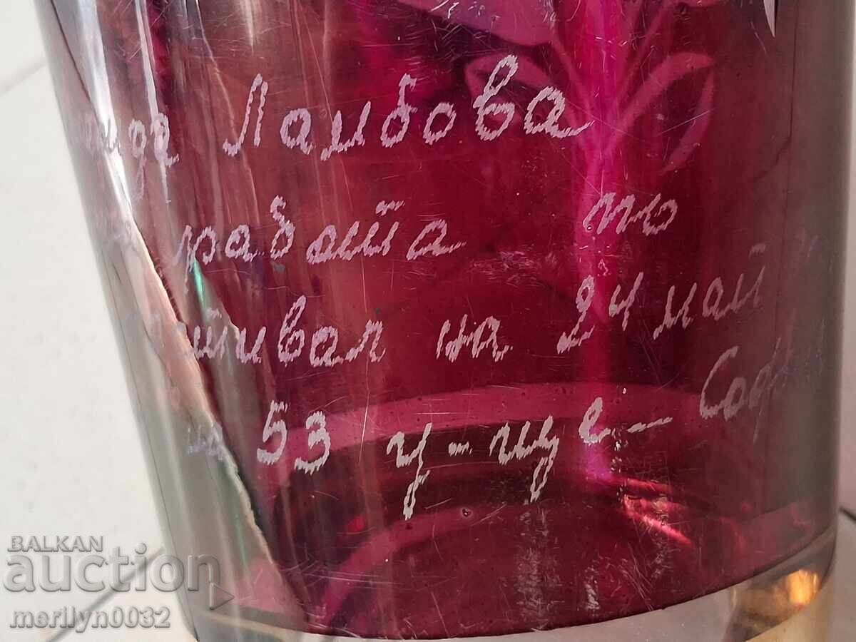 Gift vase crystal 1968 glass, Czechoslovakia, USSR - 6