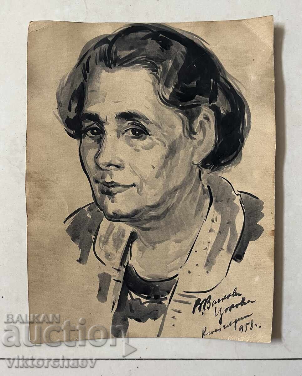 Vanya Vaskova Masterful Drawing - 1958 Painting Vanya Vaskova Masterful Drawing - 1958 Painting