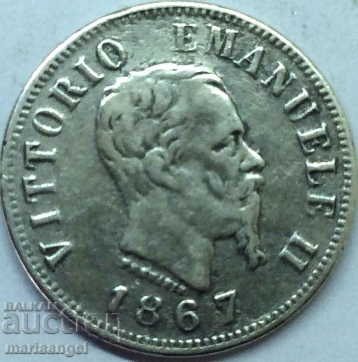 Аукцион 50 чентесими 1867 Италия N - Неапол Бирминхам сребро