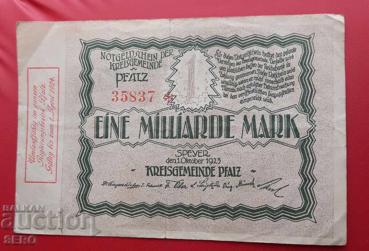 Banknote - Germany - Rhineland-Palatinate - Speyer - 1,000,000,000 m. 1923
