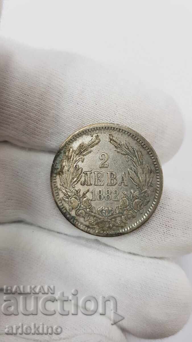Monedă de argint princiară 2 leva 1882 Monedă de argint princiară 2 leva 1882