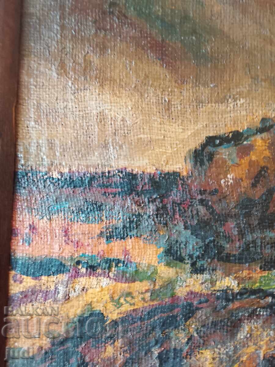 Pictură veche în ulei pe pânză cu preț 250.00 BGN | € 127.82 Pictură veche în ulei pe pânză cu preț 250.00 BGN | € 127.82