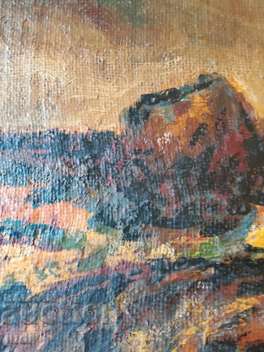 Livrarea Pictură veche în ulei pe pânză Livrarea Pictură veche în ulei pe pânză