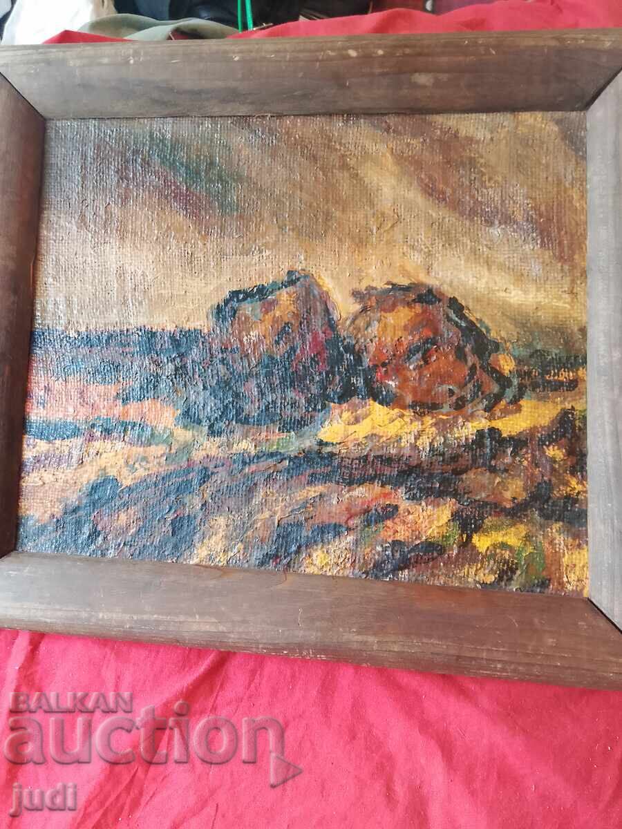 Pictură veche în ulei pe pânză Pictură veche în ulei pe pânză