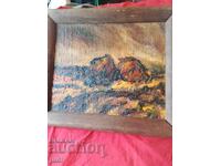 Pictură veche în ulei pe pânză